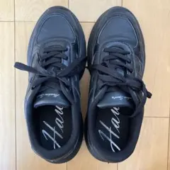 ホーキンススポーツ　厚底 ブラックスニーカー 合成皮革24センチ