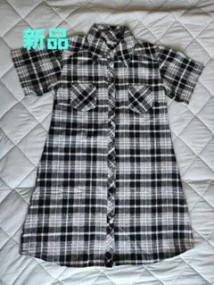 チェック柄 半袖シャツワンピース