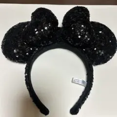 ミニー カチューシャ スパンコール 黒 ディズニー