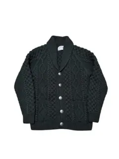 最高級 INVERALLAN 茶タグ 3A 襟付き カーディガン 黒 XL 最高級 INVERALLAN 茶タグ 3A 襟付き ノルディック カーディガン