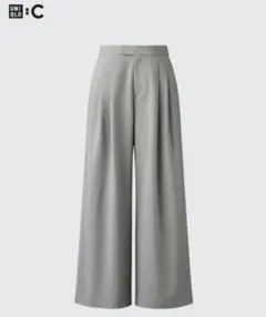 UNIQLO C　感動タックワイドパンツ　グレー　Ｓ　スラックス　通勤