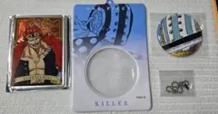 ワンピース キラー キッド缶バッジ& 特製ホルダー ステータスカード セット