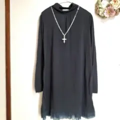 タグ付き　フェアリー森ガール　ダークグレー　平成 チュニック　ワンピース　レース