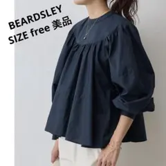 23SS 美品【ビアズリー】レイヤードシャツ ケープ風 バンドカラー 
