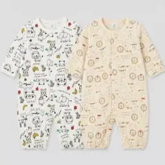 動物柄とキャラクター柄ロンパース2点セット