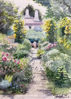 水彩画　英国式庭園　額縁付き　SHO 水彩画 英国式庭園 額縁付き SHO - メルカリ