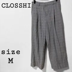 クロッシー【M】グレン チェック柄 ワイドパンツ レディース 後ろゴム 古着のサムネイル