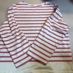 green label relaxing ボーダー長袖Tシャツ　ピンク