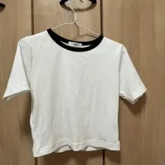 WEGO リブ編み リンガーTシャツ 半袖 ホワイト