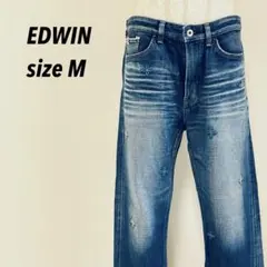 美品★EDWIN エドウィン 花柄 刺繍 ストレートデニムパンツ M 日本製