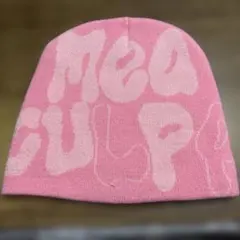 ピンク 文字入り ニット帽