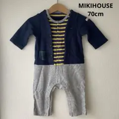 【3,4回使用】 MIKIHOUSE ミキハウス重ね着風ロンパース（70cm）