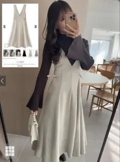 サイドベルトスエードポンチフレアジャンパースカート［dk933a］