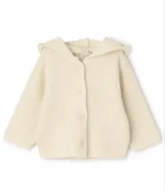 フード付きカーディガン クリーム色 70サイズ　プティマイン