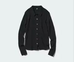 ユニクロ　メリノリブポロカーディガン Lサイズ ブラック