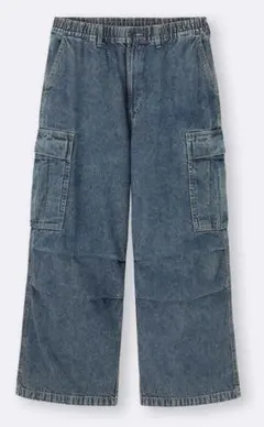 GU デニムカーゴパンツ XL ブルー