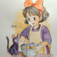 手描きイラストB6　コピック・水彩画『幸せのおすそ分け』