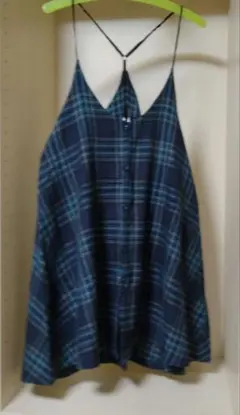 特価☆金曜日まで☆ネイビーとグリーンのチェックキャミワンピース