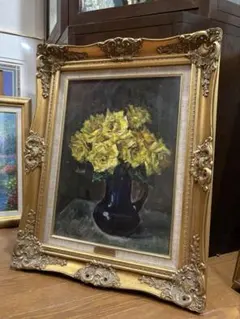 薮野正雄 油彩画 花瓶のバラ - メルカリ