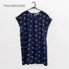 POU DOU DOUプードゥドゥ　ワンピース　M ネイビー　木•家•鳥 柄のサムネイル