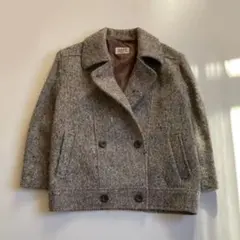 90s ツイードショートコート ダブルボタン グレージュ 短丈 トラッド