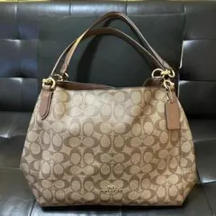 コーチ coach ハリー ショルダーバッグ シグネチャー ブラウン
