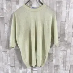 90s BURBERRYS 半袖ニット ロゴ刺繍 サイズ38 ライトグリーンのサムネイル
