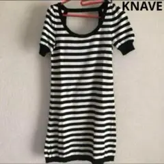 【美品】KNAVE ネイヴ　ボーダー柄 半袖ニットチュニック