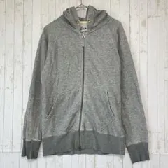 ◆ホライゾンドリーム　ダブルジップ　パーカー　ポケット　リブ　綿100　グレー