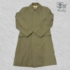 ステンカラーコート 94 L カーキ チェック裏地 ロングコート Vintage