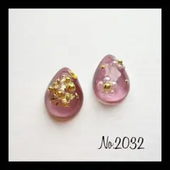 No.2032 ローズピンク マグネットジェル レジンピアス レジンイヤリング