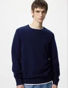 UNIQLO ユニクロ　カシミヤクルーネックセーター　メンズ　ネイビー　M