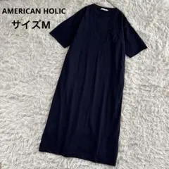 アメリカンホリック　AMERICAN HOLIC ワンピース　ネイビー　半袖　M
