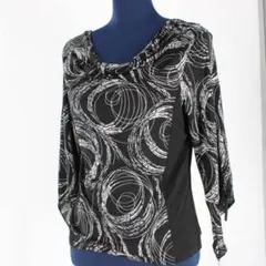 【美品 社交ダンス衣装】トップス レッスン着 レッスンウェア 黒 白 バイカラー