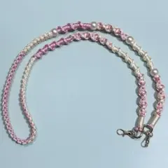 パラコード　スマホショルダーストラップ【ピンク×アイボリー】（120cm）