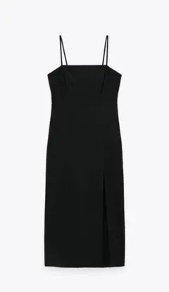 ZARA ザラ　チューブドレス　黒スリットキャミワンピース　タイトワンピース