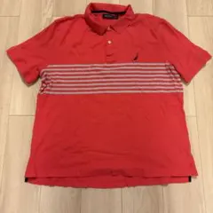 NAUTICA ポロシャツ ピンク　ボーダー XXL