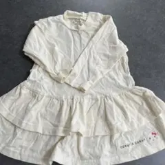 coeur a coeur クリーム色 長袖 フリル付きワンピース