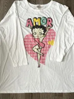 Betty Boop 長袖 薄手 Tシャツ ホワイト Lサイズのサムネイル