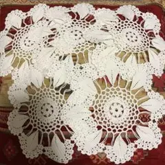 ハンドメイド　レース編み　コースター　5枚！