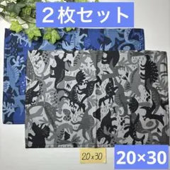 ２枚組★小さめランチョンマット★給食ナフキン★迷彩恐竜