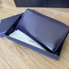 PRADA プラダ◆長財布◆ラウンドファスナー◆紫 パープル◆箱