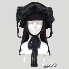 猫耳ニット帽　ハンドメイド　ゴスロリ　グランジ　y2k　サブカル系　地雷系　黒