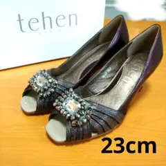 【最終価格】Tehen  オープントゥパンプス　ヒール6cm　23cm　結婚式