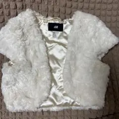 H&M ホワイトファー　ボレロ　ショート丈