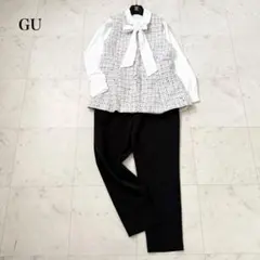 人気❤️3点セット　ジレ　ボウタイブラウス　パンツ 入学式　ツイード　gu L