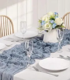 ウェルカムスペース　くすみブルー　結婚式　ウェディング　前撮り　テーブルクロス