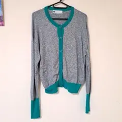 SLY 切り替えカーディガン　グレー×グリーン