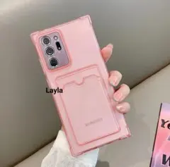GALAXYs21ultra カードポケット付きクリアケース クリアピンク