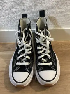 コンバース ブラック 厚底ハイカットスニーカー